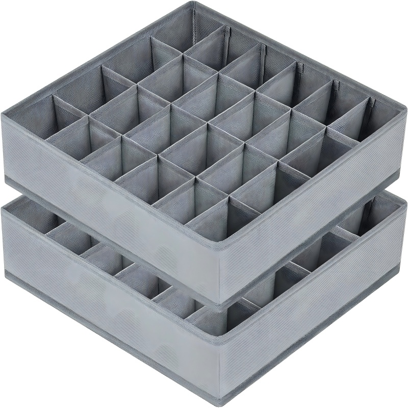 Drawer Organizer Peg - กล่องจัดเก็บแบบพับได้ 24 ช่อง, กล่องผ้าสำหรับแยกถุงเท้าและชุดชั้นในสำหรับตู้เสื้อผ้า ลิ้นชัก และการจัดระเบียบบ้าน