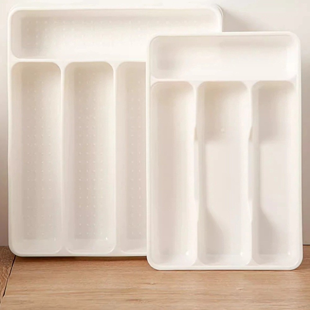 Drawer Organizer Peg - กล่องจัดระเบียบช้อนส้อมแบบ 4/5 ช่อง รูปทรงสี่เหลี่ยมผืนผ้า ทำความสะอาดง่าย สำหรับลิ้นชัก