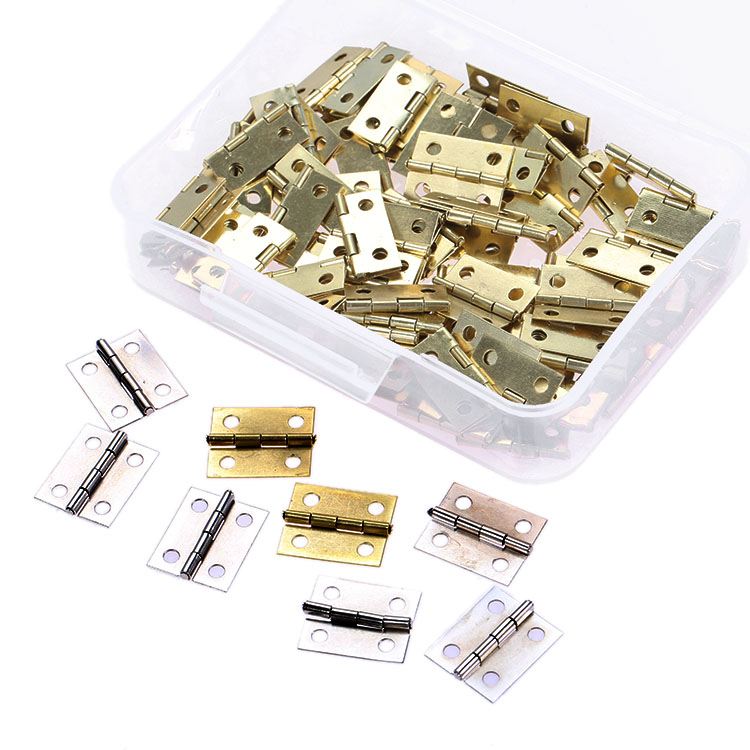 Furniture Hardware Replacement Parts - บานพับตกแต่งขนาดเล็กสีเงิน/ทอง 100 ชิ้น พร้อมกล่องเก็บของ และสกรู 400