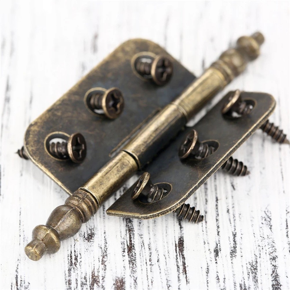 Furniture Hardware Replacement Parts - บานพับซ่อมแซมแผ่นบานพับมงกุฎทองแดงโบราณ6หลุมกล่องของขวัญเครื่องประดับบานพับตู้ตกแต่งด้วยสกรูอุปกรณ์เหล็กเครื่องตกแต่งบ้าน