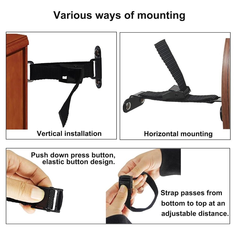 Furniture Hardware Tools - ตัวยึดเฟอร์นิเจอร์กันแผ่นดินไหว ติดตั้งง่าย ปรับได้ ใช้ได้กับผนังทั่วไป ชุดอุปกรณ์ความปลอดภัยเฟอร์นิเจอร์ ป้องกันการลื่นไถล