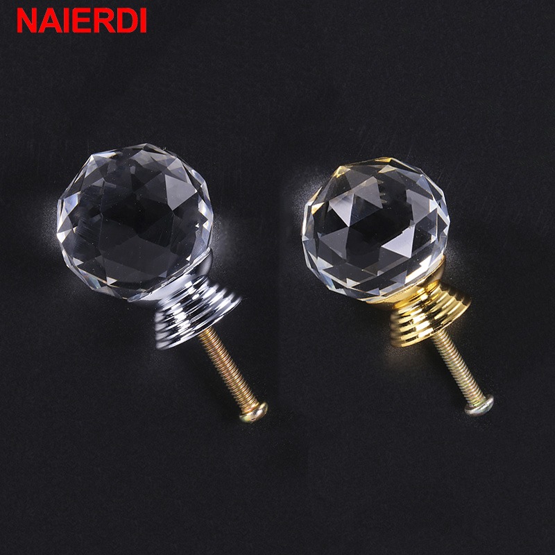 Furniture Hardware China - NAIERDI 20-30 มม.คริสตัลแก้วใสลูกบิดตู้ลิ้นชักดึงตู้ครัวตู้เสื้อผ้าจับเฟอร์นิเจอร์ฮาร์ดแวร์ประตู