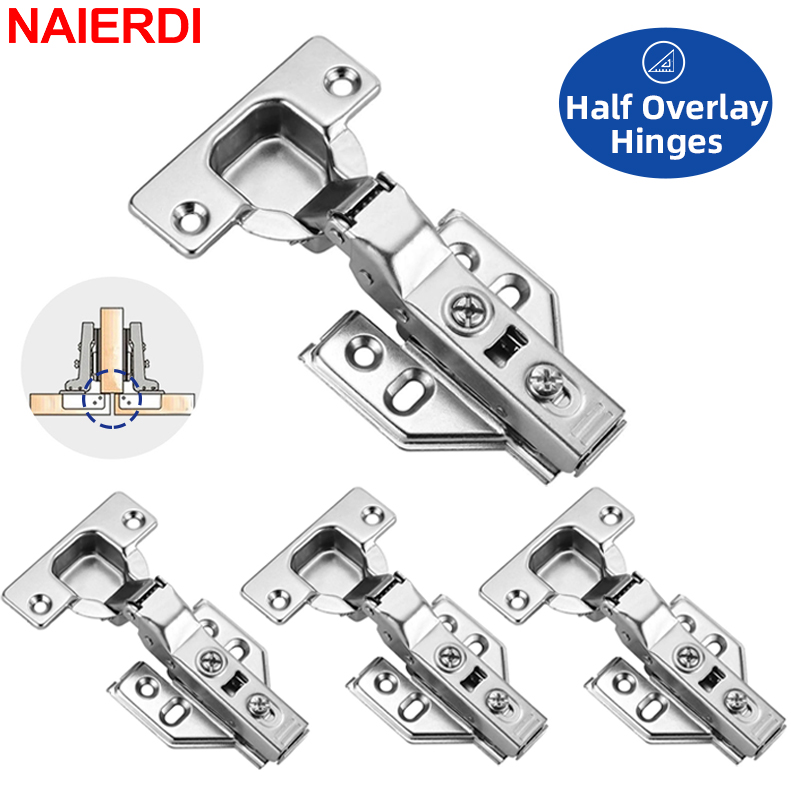 Furniture Hardware Replacement Parts - NAIERDI บานพับตู้แบบปิดนุ่มนวล 4 ชิ้น บานพับไฮดรอลิกสแตนเลสสำหรับเฟอร์นิเจอร์ ตู้