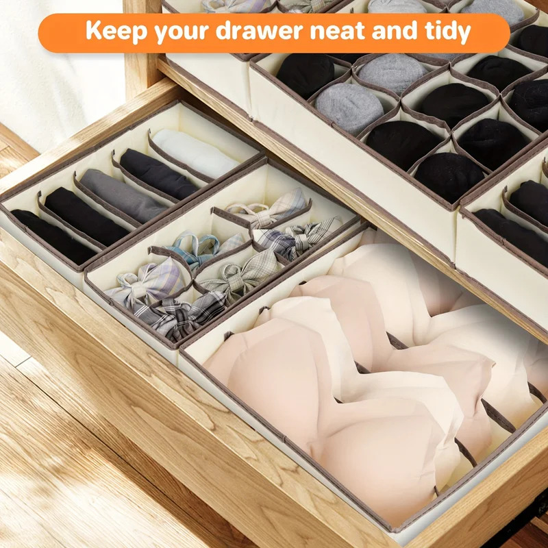 กล่องเก็บของผ้า 1 ชิ้น พร้อมช่ - Drawer Organizer Peg บทวิจารณ์และราคา