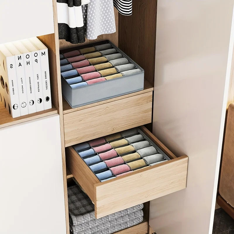 กล่องเก็บของผ้า 1 ชิ้น พร้อมช่ - Drawer Organizer Peg บทวิจารณ์และราคา