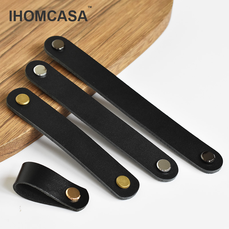 IHOMCASA หนังสีดํา Knobs ตู้ตู - Furniture Hardware China บทวิจารณ์และราคา