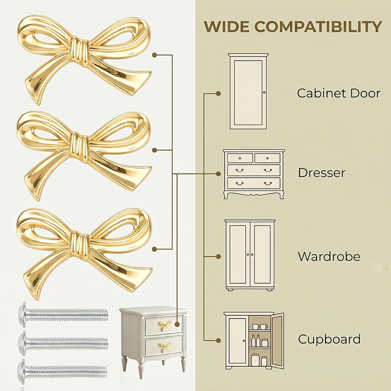 มือจับลิ้นชักรูปโบว์ 2/4/8 ชิ้ - Furniture Hardware China บทวิจารณ์และราคา